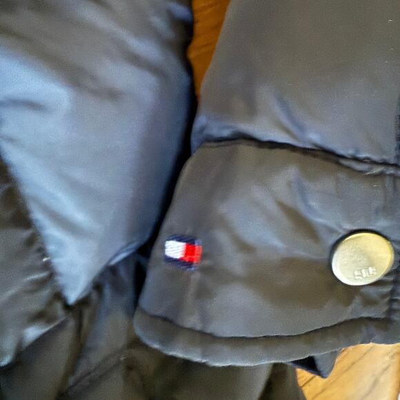 Y2K Tommy Hilfiger Jeans Navy Down Puffer Jacket Coat Mens Small Retro Patriotic - Picture 6 of 10
